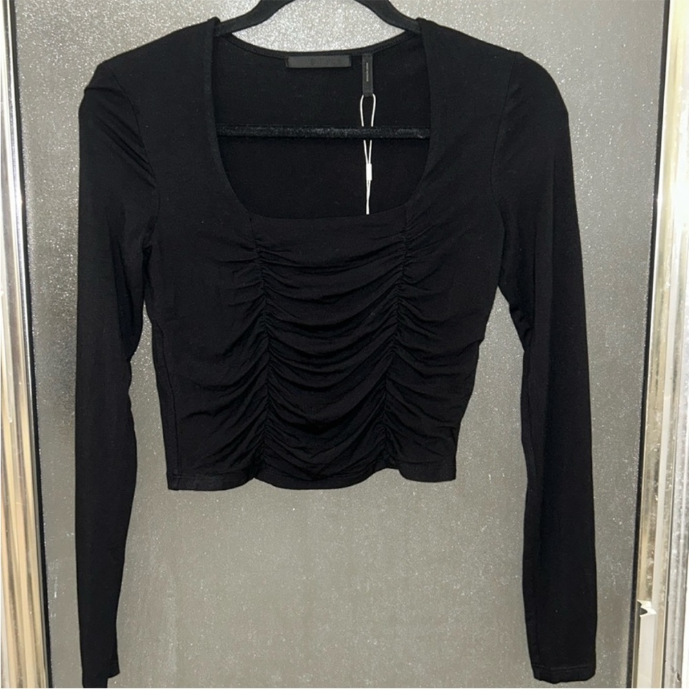 Helmut Lang Crunched long sleeve black top